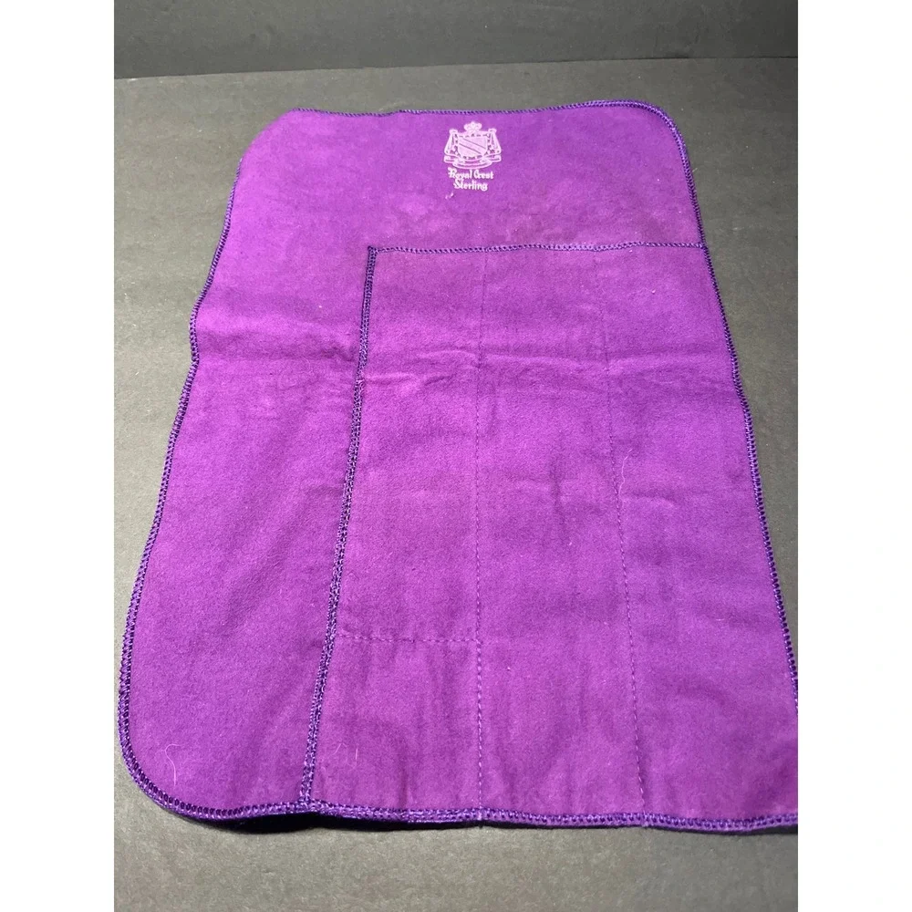 Royal Crest Sterling Silverware Storage Roll Purple Tarnish Resistant Felt Wrap